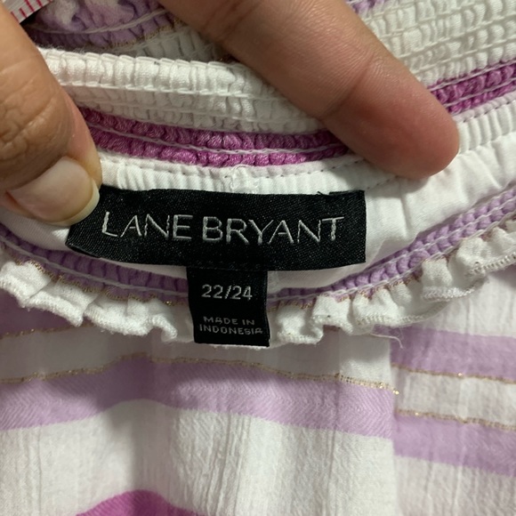Lane Bryant Off The Shoulder Purple White and Gold Stripes - Picture 4 of 9